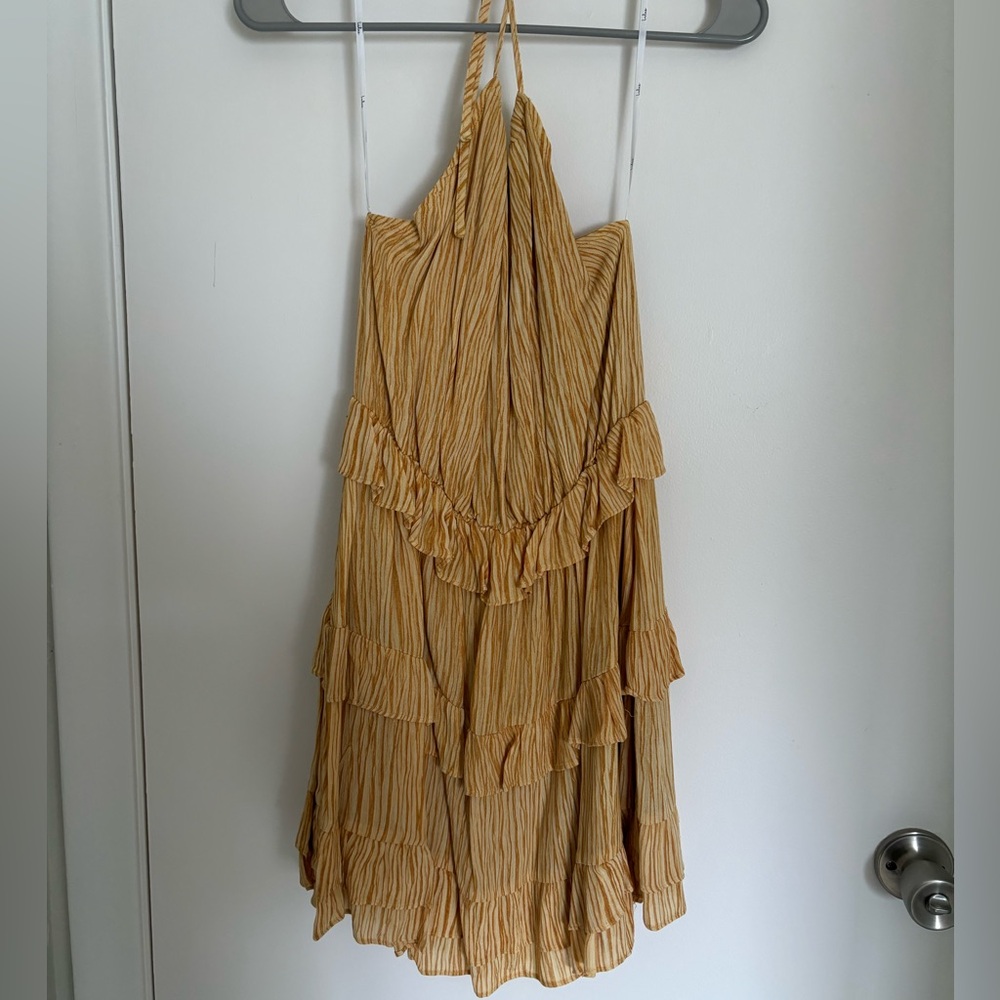 Lulus Yellow Ruffled Halter Mini Dress - Picture 4 of 4